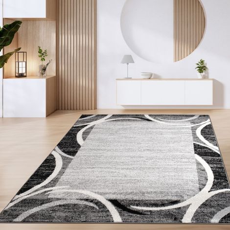 Paco Home Teppich Wohnzimmer Kurzflor Marokkanische Kreis Und Bordüren Muster Modern 80x150 cm, Grau 5