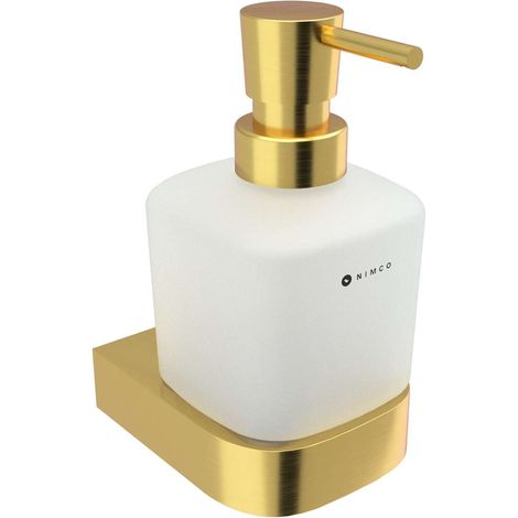 Nimco Nikau - Dispenser sapone con supporto, vetro/oro spazzolato NKZ 30031C-T-Z (1/2)