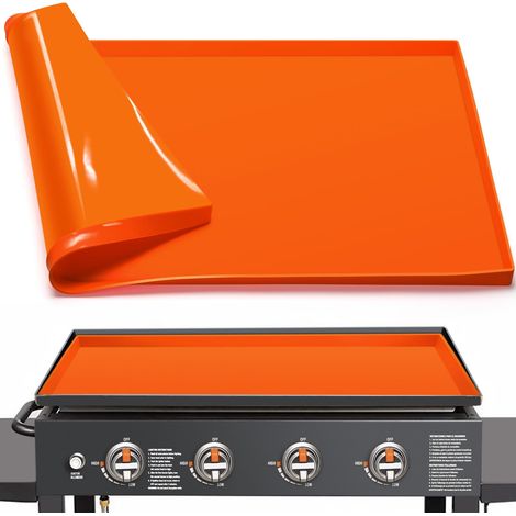 Tapis de protection de four en silicone orange à couverture intégrale, tapis de protection de four en pierre noire, tapis de four en silicone, 22 pouces. (1/5)