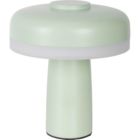 Lampe de table sans fil LED en métal vert menthe et plastique blanc H16,5 x Ø15 cm - PANGIVO (1/5)