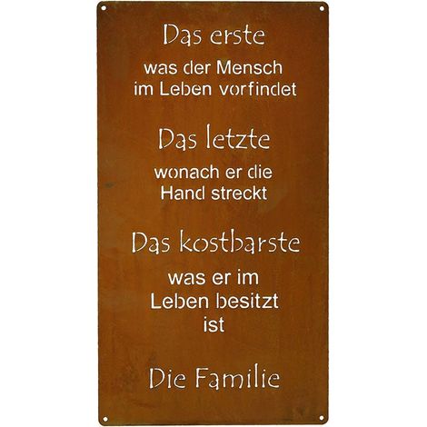 Plaque Décorative en Métal Patiné Aspect Rouille Citation Famille pour Maison et Jardin - PANGIVO