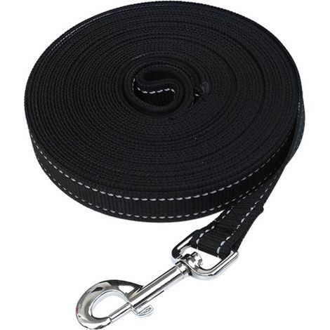 Laisse de pistage pour chien, 10 m, réfléchissante, robuste, noir (1/4)