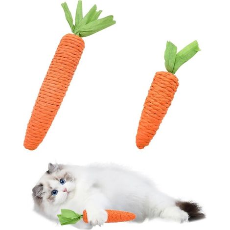 Kauspielzeug für Katzen, 1 kleines und 1 großes Karotten-Seilspielzeug mit Soundpaket, interaktives Spielzeug für Katzen und Kätzchen im Haus (1/5)