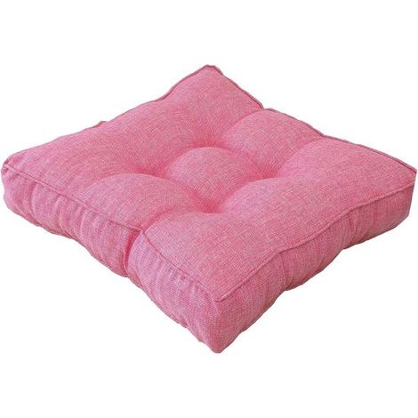 Coussin de chaise – 45 x 45 x 10 cm – Rose – Coton – Rembourré – Intérieur et extérieur (1/5)