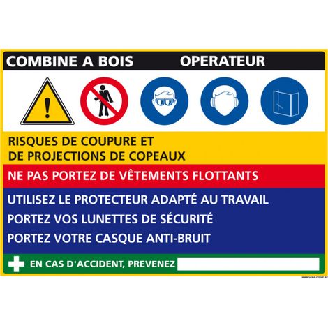 Panneau Fiche de Poste Combine à Bois (C1096) - Adhésif - 300 x 210 mm