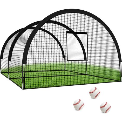 Cage de frappe portable pour baseball et softball – Filet d'insideînement résistant avec cadre – Parfait pour frappe et lancer en jardin – 32×12×8 FT (1/5)