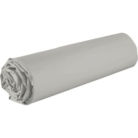 Drap housse 140x190 bonnet 35cm 100% coton gris silver - VITALIA (1/3)