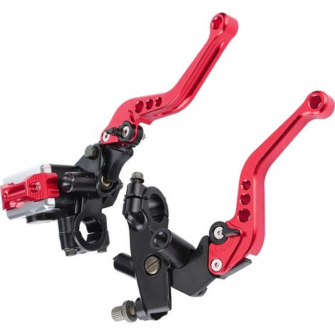 1 paire de leviers de réservoir de maître-cylindre de frein et d'embrayage universels pour moto, 22 mm (7/8"), rouges (1/5)