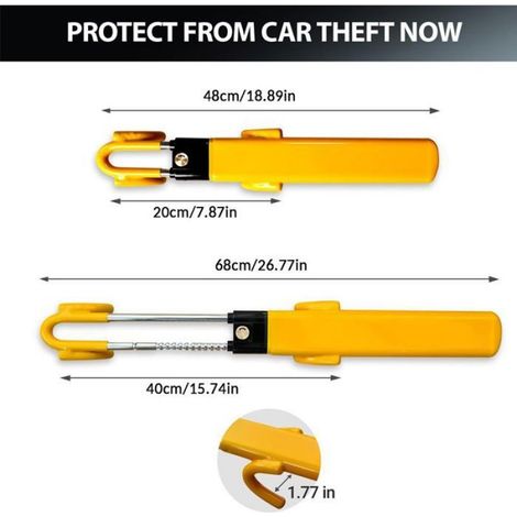 Canne Antivol Voiture - Acier Et Metal - Pour Volants 20 À 40 Cm - Système Verrouillage Cuivre - 2 Clés Incluses (1/5)