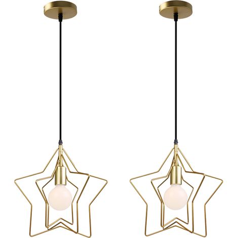 2X Nordic Simplicity Pendant Light Creative Stars Chandelier Modern Ceiling Light Rotatable Lampshade For Cafe Gold