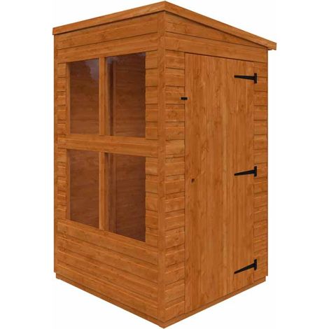 4x4 Flex Pent Summerhouse Garden Sunroom 12mm Flex - L123.8 x W115 x H203 cm - Solid Wood/Softwood/Pine - Burnt Orange