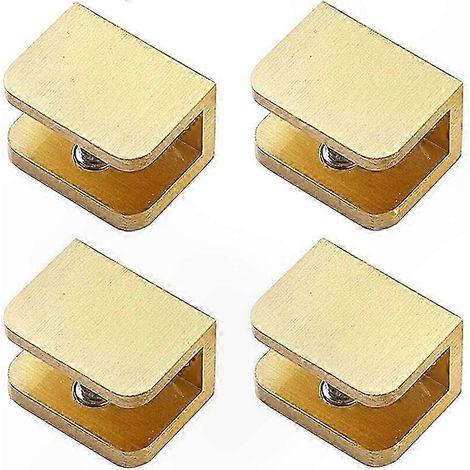 Set mit 4 bohrfreien Glasclips, kompatibel mit 10–12 mm dicken Glasböden, goldfarben (1/5)