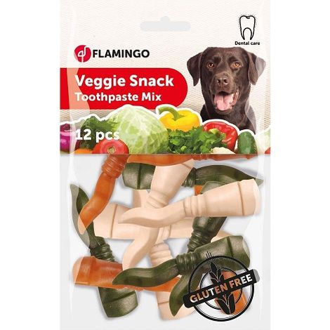 Flamingo Snacks Dentales Veggies Pasta de Dientes 7,5 cm - 12 uds