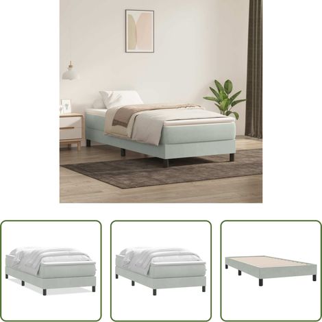 vidaXL Samt - Boxspringbett mit Matratze Hellgrau 80x210 cm Samt (1/5)