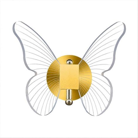 Lampadaire mural papillon LED doré 10W gradable, déco lumineuse élégante pour salon chambre, applique murale papillon réglable, luminaire moderne 10 watts (1/5)