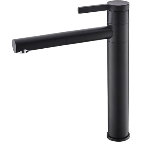 Robinet de lavabo surélevé en laiton noir mat 80327B collection Céphise (1/5)