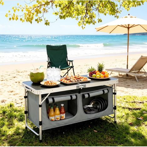 table repas pliable rangement mobile 120 cm HAVRYA (1/4)