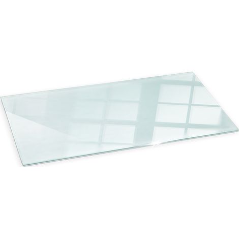 Plaque de Verre Clair pour Poêle de Cheminée de four trempé 125x50 cm Rectangulaire Protection Thermique Resistant aux étincelles Plaque de sol