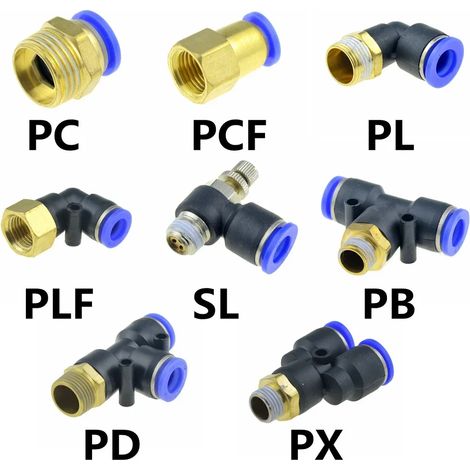 Raccord rapide pneumatique (tuyau 8 mm - filetage 118 - PC) pour tuyau d'air extérieur vers raccord fileté pour compresseur d'air (1/5)