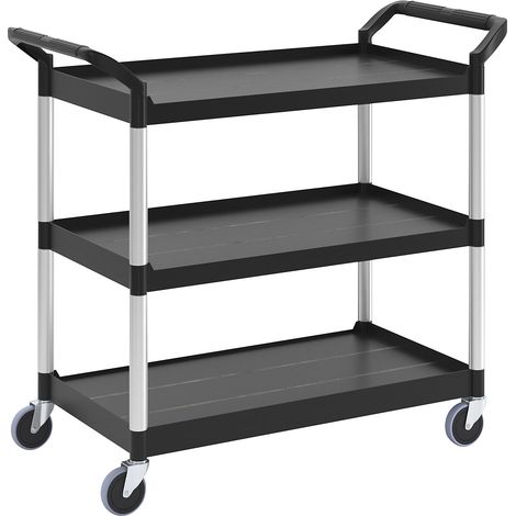 Table roulante 3 L surface de chargement560xl450mm noir/argenté alu Cap. de ch.90 kg montants aluminium/surfaces de chargemen (1/5)