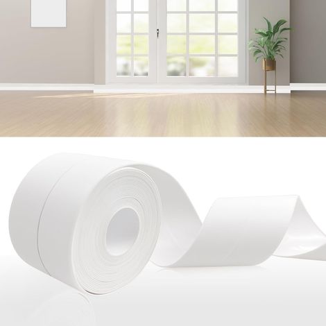Selbstklebende flexible Sockelleiste, 38 mm 6,4 m PVC-Sockelleiste, selbstklebende Küchensockelleiste, flexible PVC-Sockelleiste, geeignet für Küche und Bad, flexibles selbstklebendes PVC-Dichtungsban