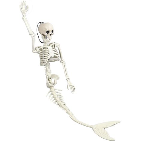 Decoraciones de Halloween para exteriores: sirena esqueleto de tamaño natural, articulaciones móviles y articuladas, accesorios realistas para todo el cuerpo. (1/5)