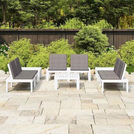 vidaXL Salon de jardin 6 pcs avec coussins Plastique Blanc (1/5)