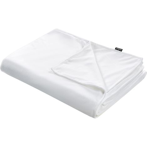 Funda de manta pesada moderna tejido liso poliéster textil dormitorio 100 x 150 cm blanca Rhea
