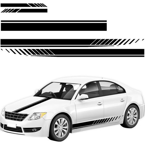Lot de 5 autocollants à rayures pour capot de voiture, autocollants de course pour côté carrosserie de voiture, autocollants avec raclettes, autocollants universels à rayures modifiées, décoration (1/5)