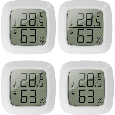 Set di 4 mini termometri da interno - Termometro e igrometro da interno - Con frequenza di aggiornamento rapida di 10 secondi - Mini display LCD - Per cameretta, ufficio, camera da letto, serra (1/5)