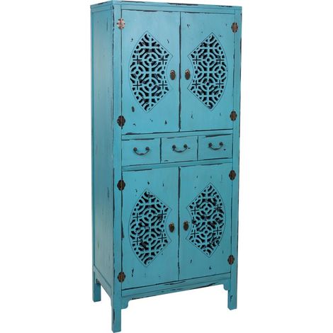 Armario de madera azul 70x40x170