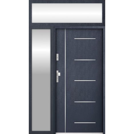 Azura Home Design – Porte d'entrée double acier 120 x 250 cm – Poussant droit – 2 serrures multipoints – Isolation thermique renforcée