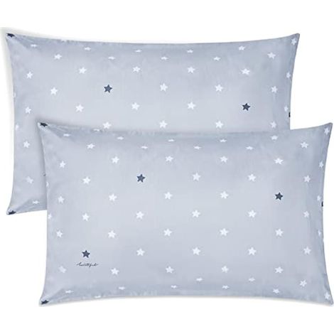 Taie d'oreiller bébé et tout-petit, lot de 2 en 100% coton, housse 40x60cm pour lit bébé, douce et respirante pour garçon et fille, taie d'oreiller de voyage enfant (Étoile)