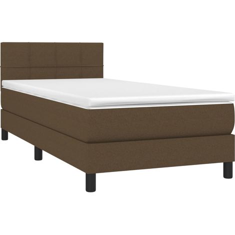 Struttura letto LED con testiera boxspring materasso 90x200 cm tessuto testa di moro TDL0208148