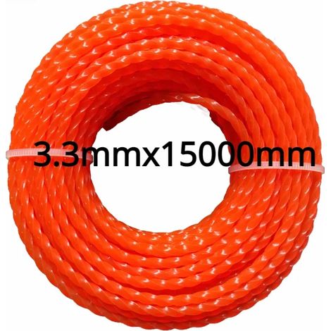 Corde de coupe en nylon spiralée (3,3 mm, 10 m) pour débroussailleuse et coupe-bordures. Accessoire pour tondeuse à gazon. (1/4)