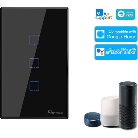 SONOFF T3US3C-TX 3-fach Smart-WLAN-Wandlichtschalter 433 MHz RF-Fernbedienung App-/Touch-Steuerung Zeit