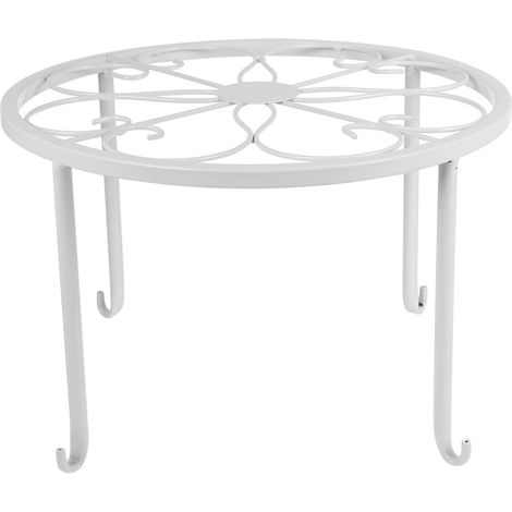 Support pour jardinière blanc – Support en fer forgé de 22,9 cm – Résistant à la rouille – Convient aux plantes d'intérieur et d'extérieur – Rond (1/5)
