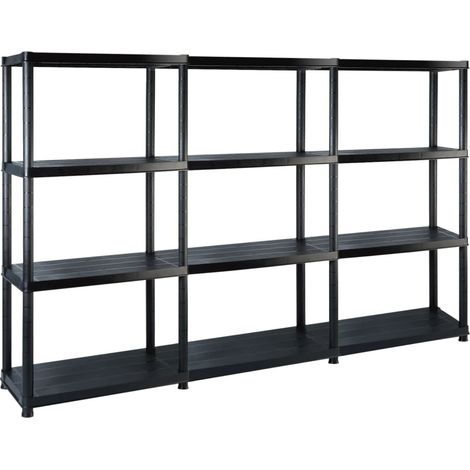 vidaXL Scaffale a 4 Ripiani Nero 183x30,5x130 cm in Plastica