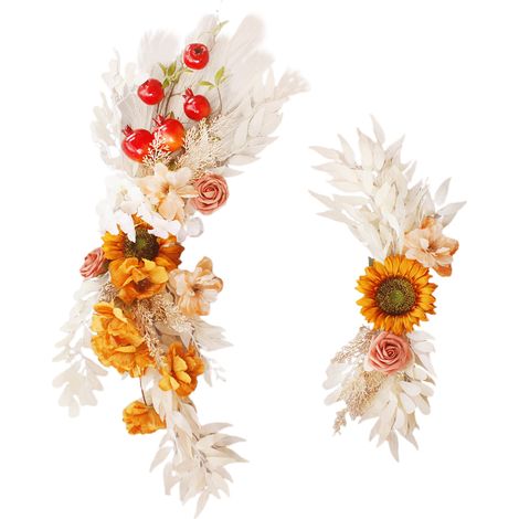 Guirlande florale artificielle en soie couleur champagne pour la décoration d'arche de mariage. (1/3)