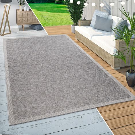 Paco Home Alfombra Exterior Interior Balcón Terraza Cocina Moderno Motivo Rombos Beige Ø 160 cm redon