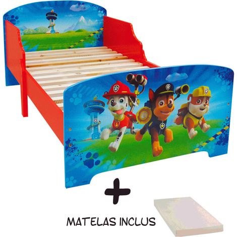 Lit enfant bois Pat Patrouille + Matelas (1/5)