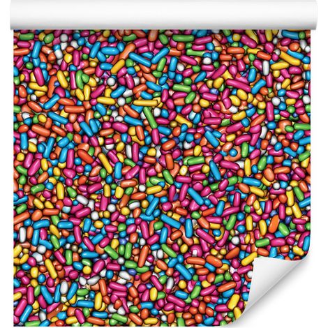 Papier peint à paillettes d'anniversaire rouge, orange et violet 50x1000 cm (1/4)