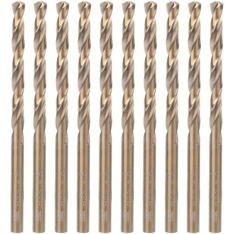 10 brocas espirales HSS de acero de alta velocidad para acero inoxidable, chapa de hierro, madera, plástico, aluminio (4,5 mm) (1/5)