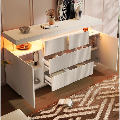 Madia LED con cassetti e ante bianca 150 cm OKMYHOME (1/5)