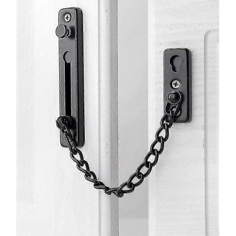 Diebstahlsicheres Türschloss aus mattschwarzem Edelstahl mit Feder, 2er-Set, verstärkter Schutz (1/5)