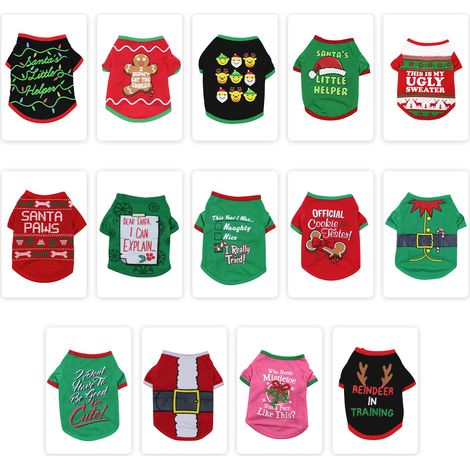T-shirt pour chien, vêtement de noël pour animaux de compagnie, vêtements d'été pour la journée (1/5)