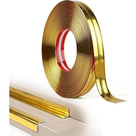 Moulure Flexible Decorative Murale Adhesive 2cm × 10m Moulure Angle Mur Souple pour Porte Fenêtre Plinthes Plafonds Armoires Protection Bords de Table, Miroir Or Brillant (1/5)