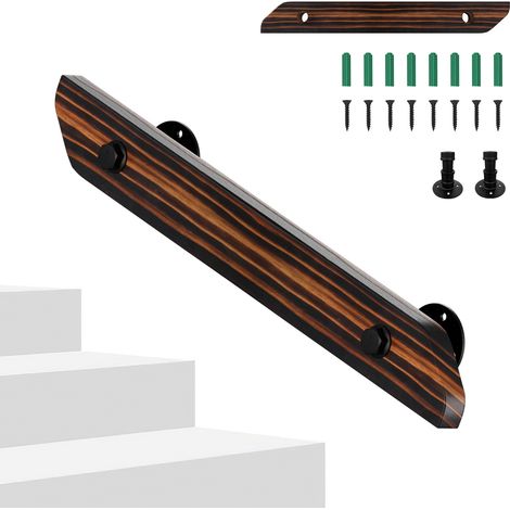 TolleTour Pasamanos decorativo 60 cm de pino macizo marrón, estilo moderno retro, para escalera interior ático jardín (1/5)