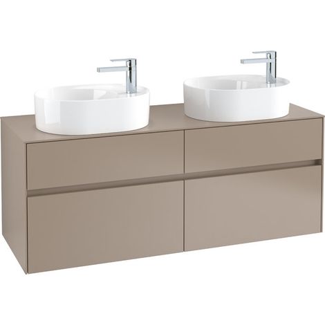 Villeroy & Boch Collaro meuble sous lavabo 1400x548x500 mm, 4 tiroirs, pour 2 lavabos, C064L0, Coloris: Façade/carcasse : Blanc brillant, poignée : Blanc mat - C064L0DH