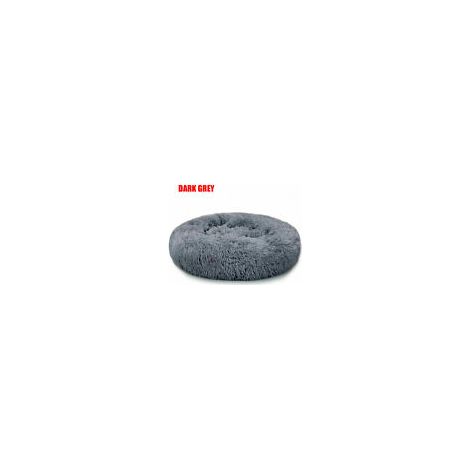 1 lit pour chien et chat, forme donut, rebord surélevé, fausse fourrure poils longs, creux profond, intérieur douillet (1/5)